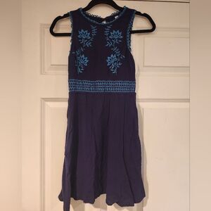 Xhilaration Blue floral embroidered mini dress XS